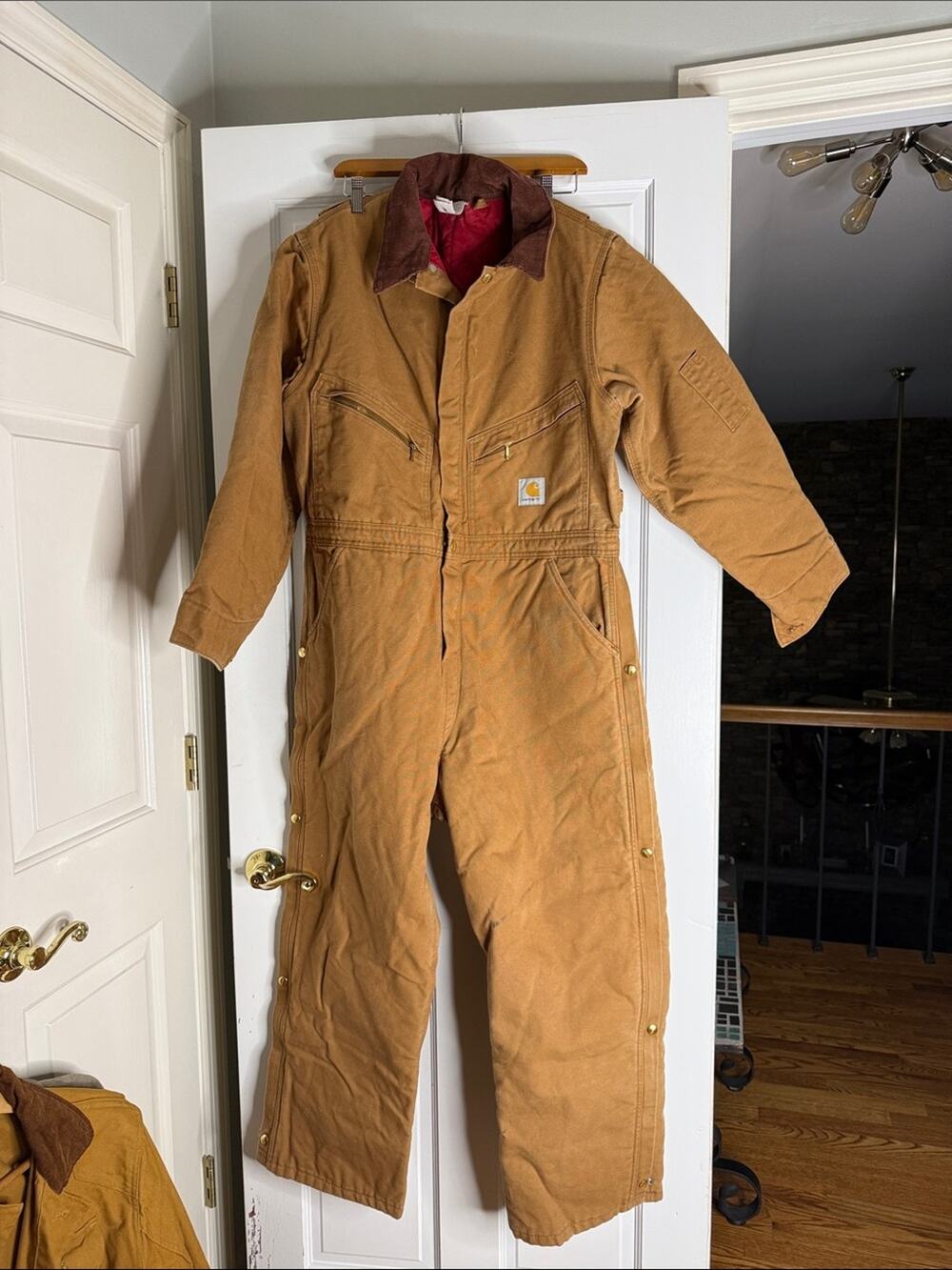 Carhartt Duck Quilted-Lined Coverall with Brown Corduroy Collar vintage 44